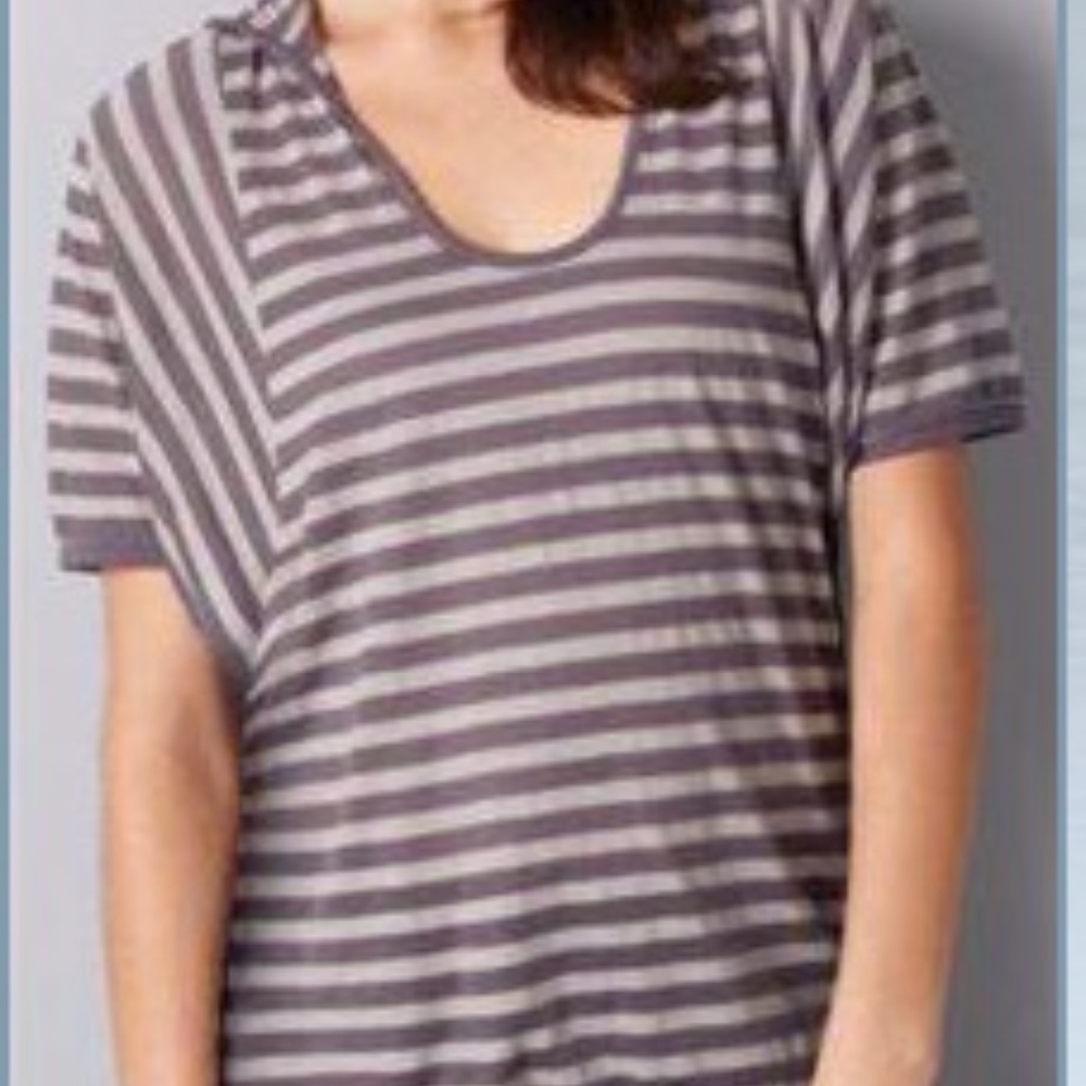 LOFT Striped Blouson Hooded Pullover Top